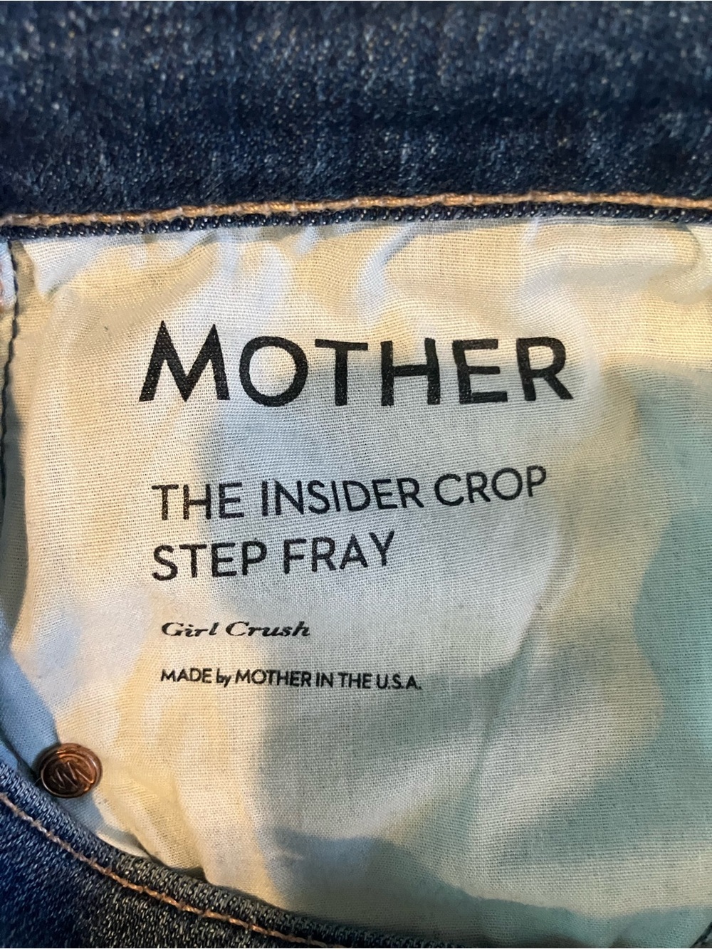 MOTHER The Insider Crop Step Fray Jeans - Girl Crush Blue Denim